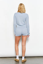 Phoebe Cable Knit Shorts | Dusty Blue'