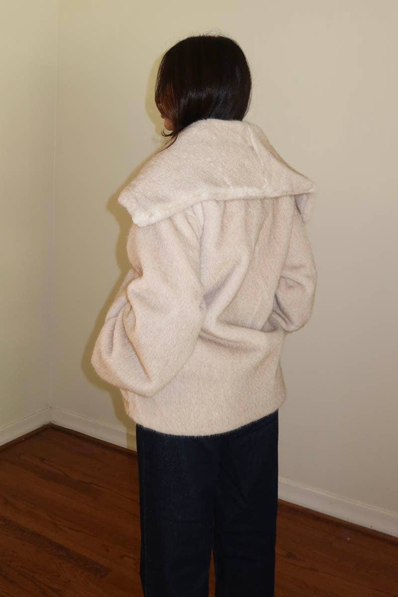 Furry Affair Oversized Faux Fur Jacket | Cream