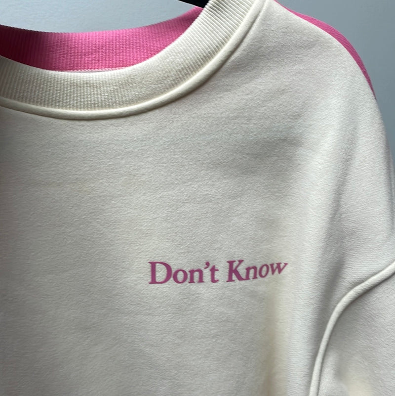 "Don't Know - Don’t Care" Crew Neck Sweatshirt - Pink & Cream