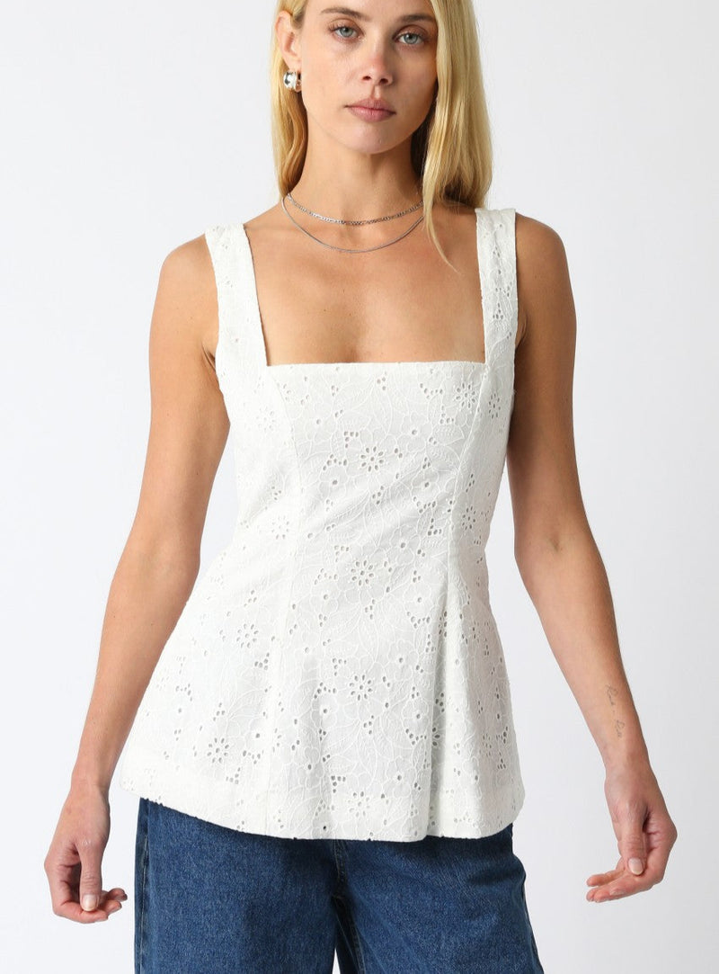 Meadow Breeze Eyelet Top | White