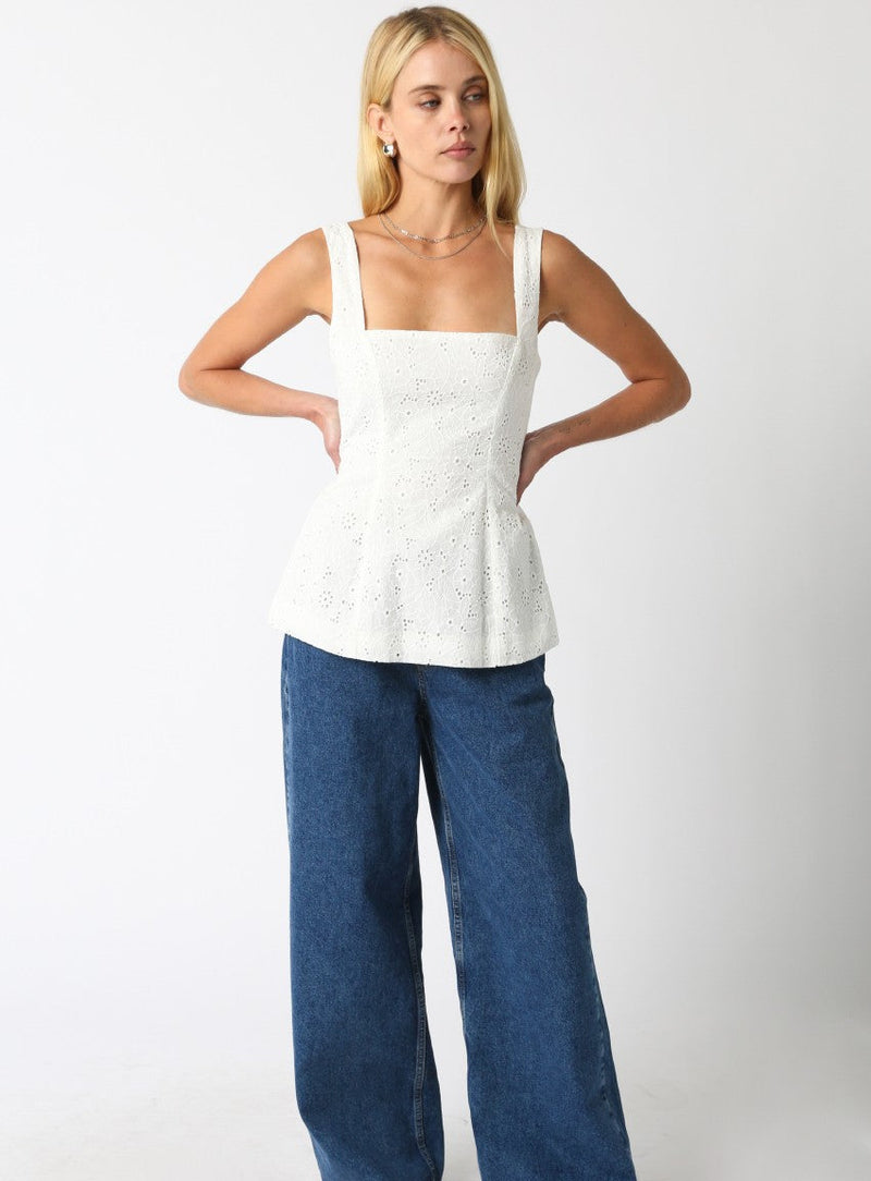 Meadow Breeze Eyelet Top | White