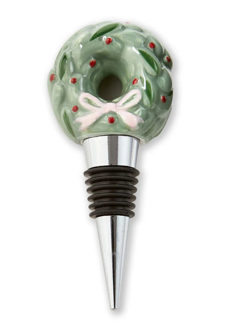 Very Merry Wreath Bottle Stopper | Green