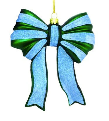 Ornament | Glittered Bow | Glass | 4 Colors Available