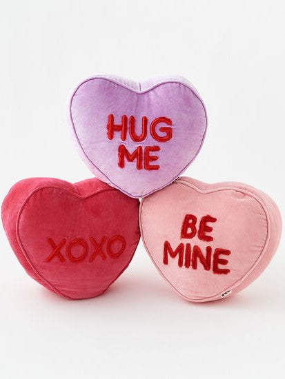 Embroidered Conversation Heart Pillow - 3 Styles Available