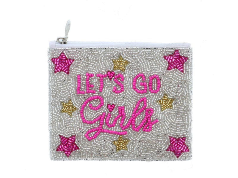 Let's Go Girls Beaded Zippered Pouch or Coin Purse