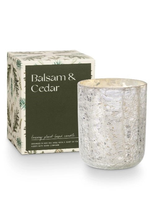 Illume Balsam & Cedar Small Boxed Crackle Glass Candle
