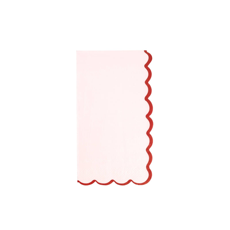 From the Heart Scallop Guest Towels | Pack of 16 | Pink & Red