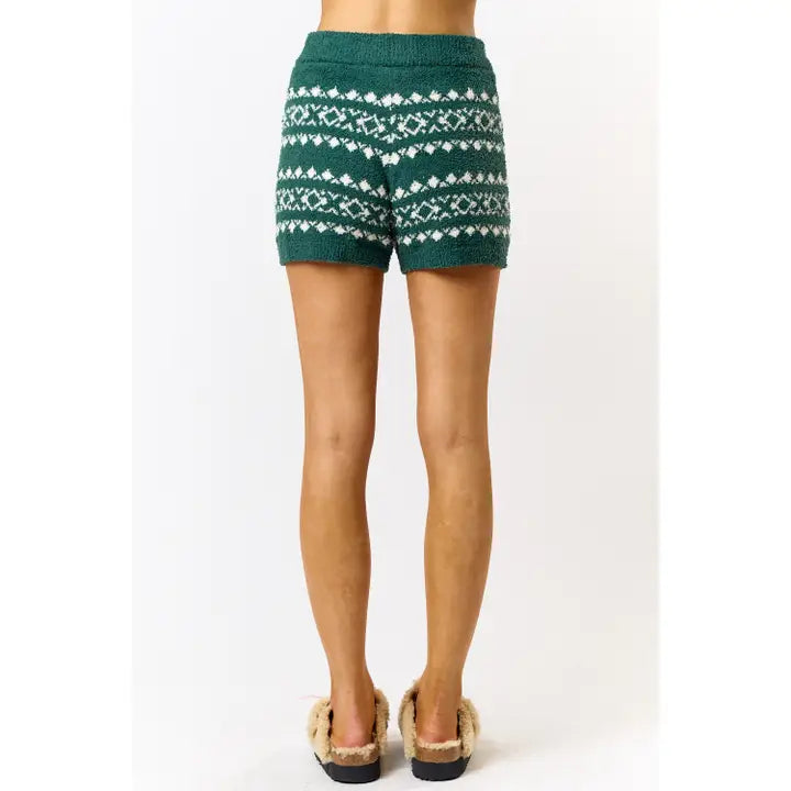 Alpine Print Teddy Shorts | Hunter Green