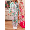 Christmas Floral Top and Pants Pajama Set | Pink + Green