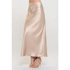 Sirena Beige Silky Satin Maxi Skirt