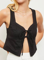 Touchdown Tie Front Cami Top | Black