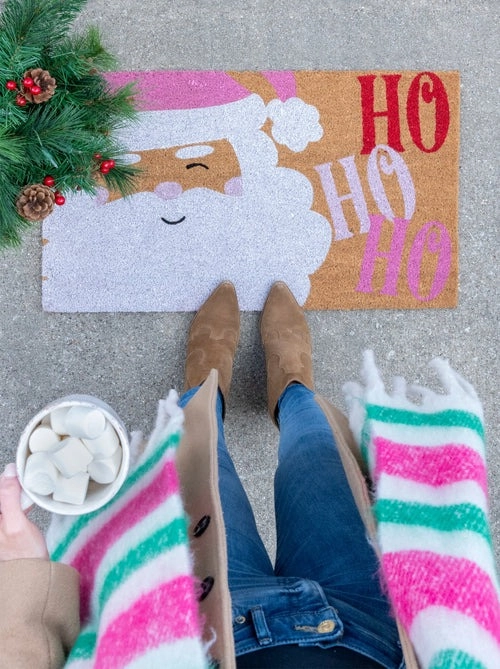 Ho Ho Ho Santa Doormat, Pink