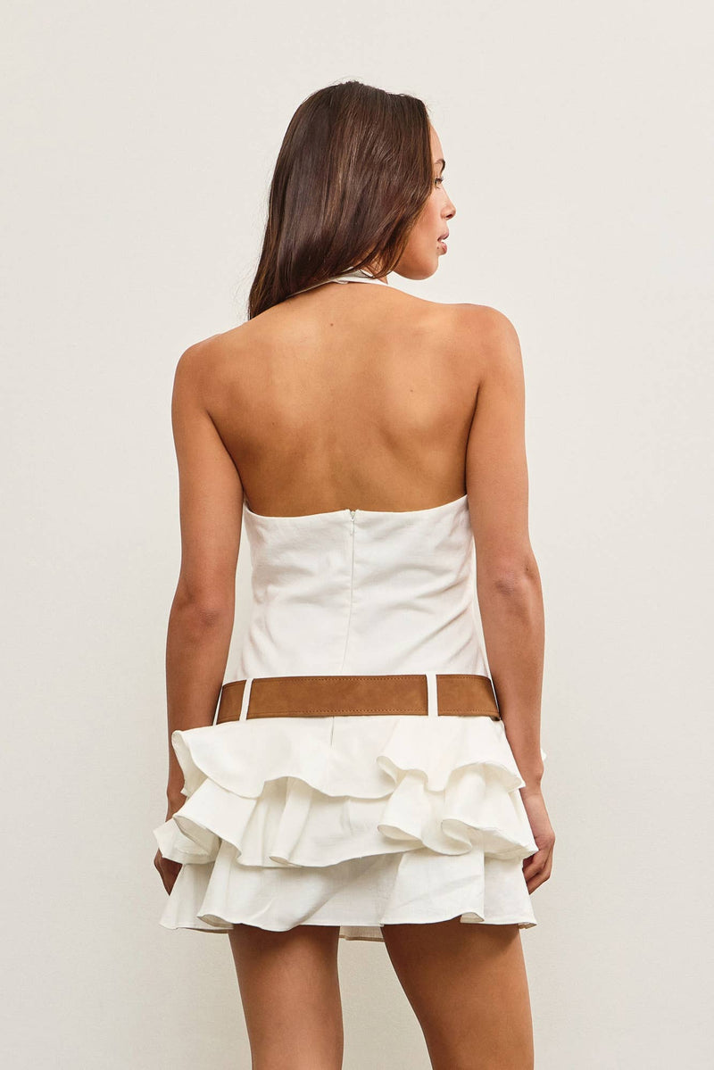Bay Breeze Halter Dress | White