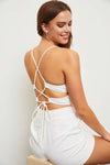 Kickoff Open Back Romper | White Denim