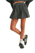 Black and White Stripe Bubble Hem Skirt