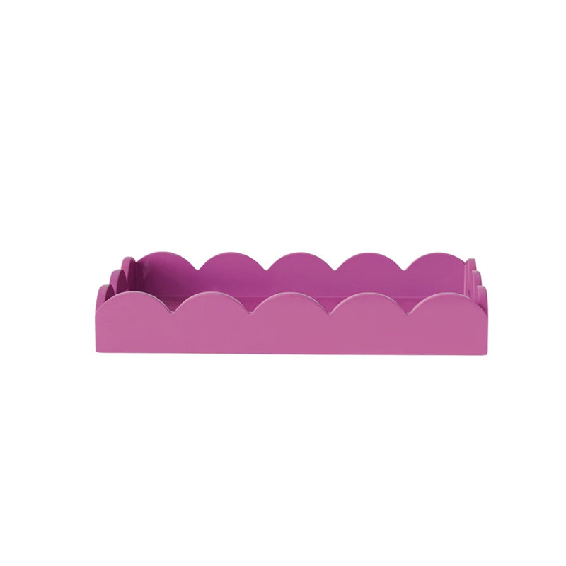 Lacquered Scalloped Tray with Handles | Fuchsia