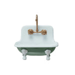 Metal Sink Soap Dish with Faucet | Green, White, Gold