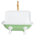 Metal Sink Soap Dish with Faucet | Green, White, Gold