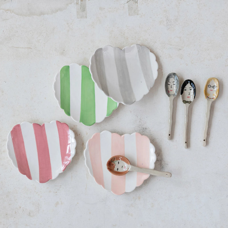 Striped Heart Dish | Hand-Painted Stoneware | 4 Colors