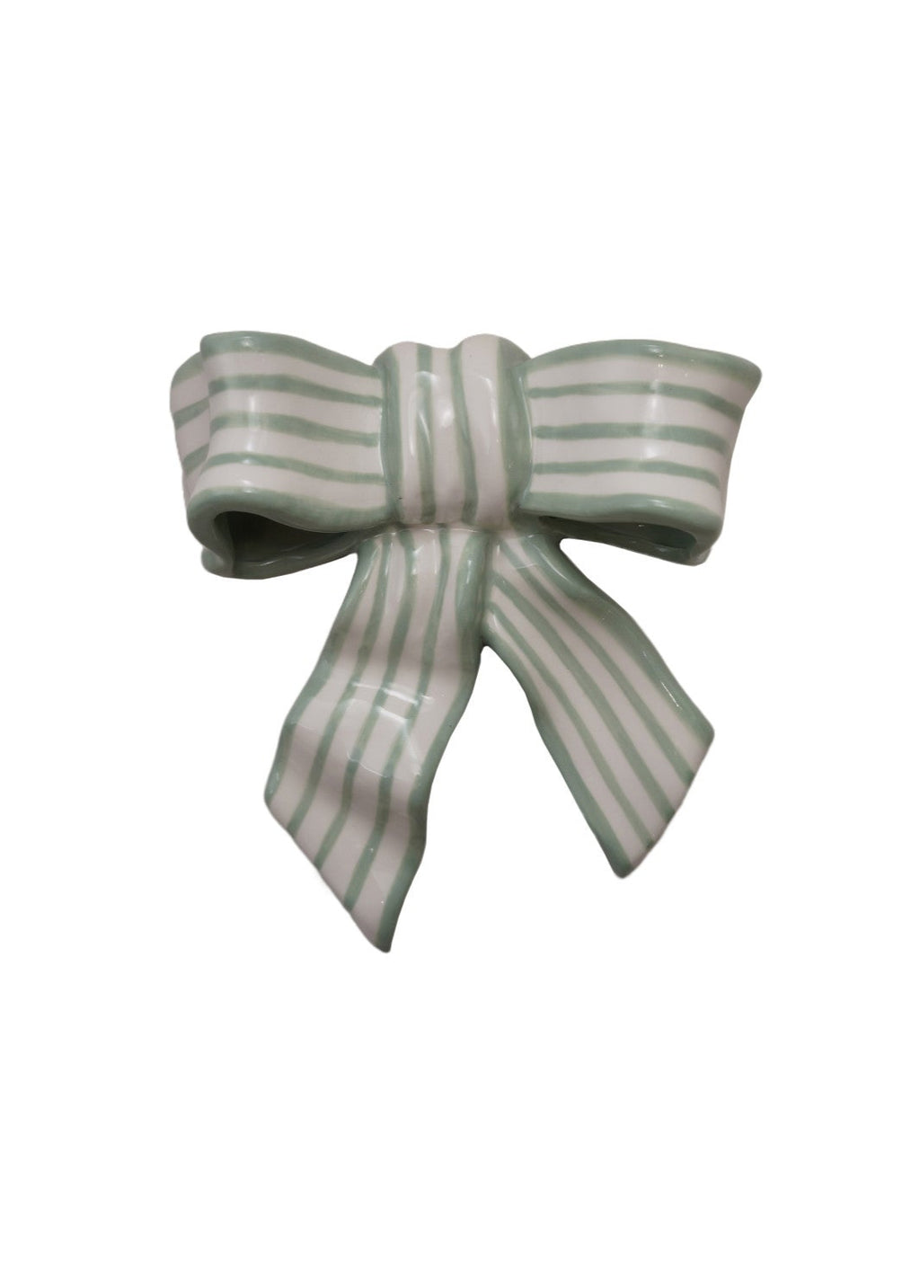 Stoneware Striped Bow Décor/Wall Hanging (Hangs or Sits) ©