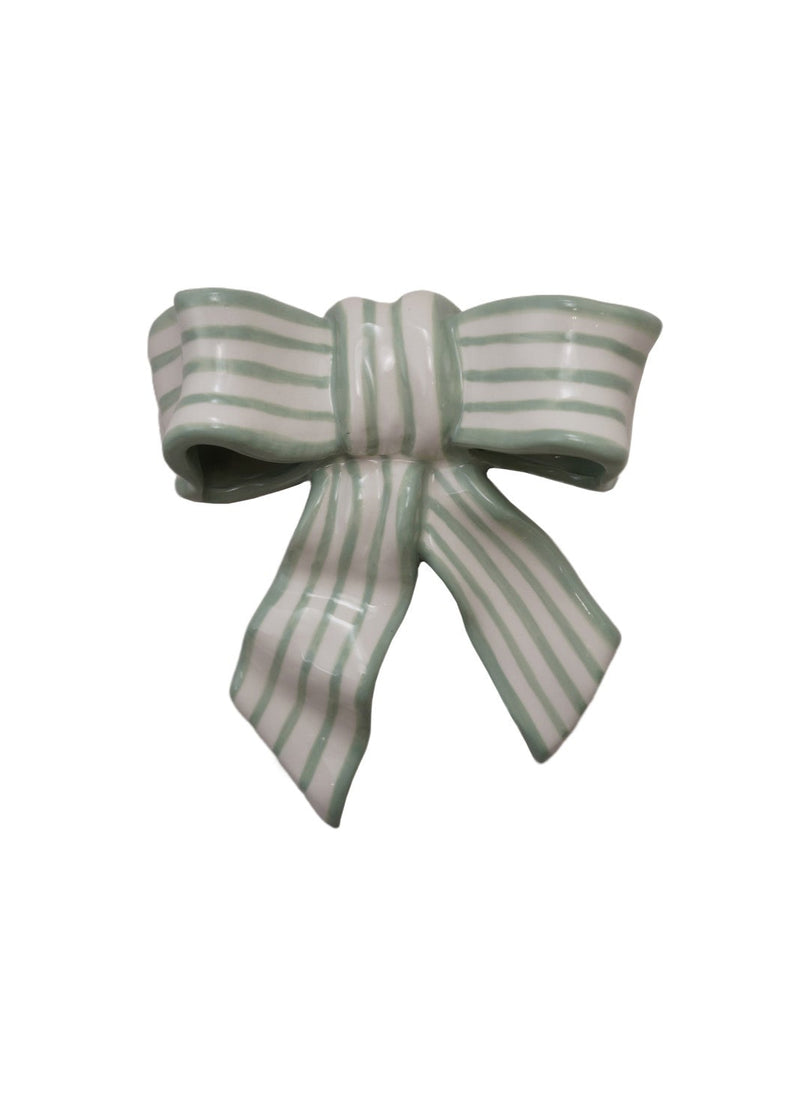 Stoneware Striped Bow Décor/Wall Hanging (Hangs or Sits) ©