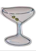 Hand-Painted Stoneware Cocktail Shaped Dish, 2 Styles