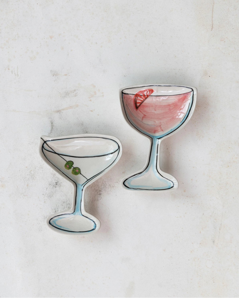 Cocktail Shaped Stoneware Dish | Multi Color | 2 Styles