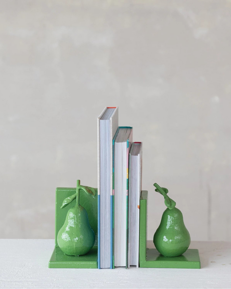 Perfect Pear Bookends | Green | Set of 2