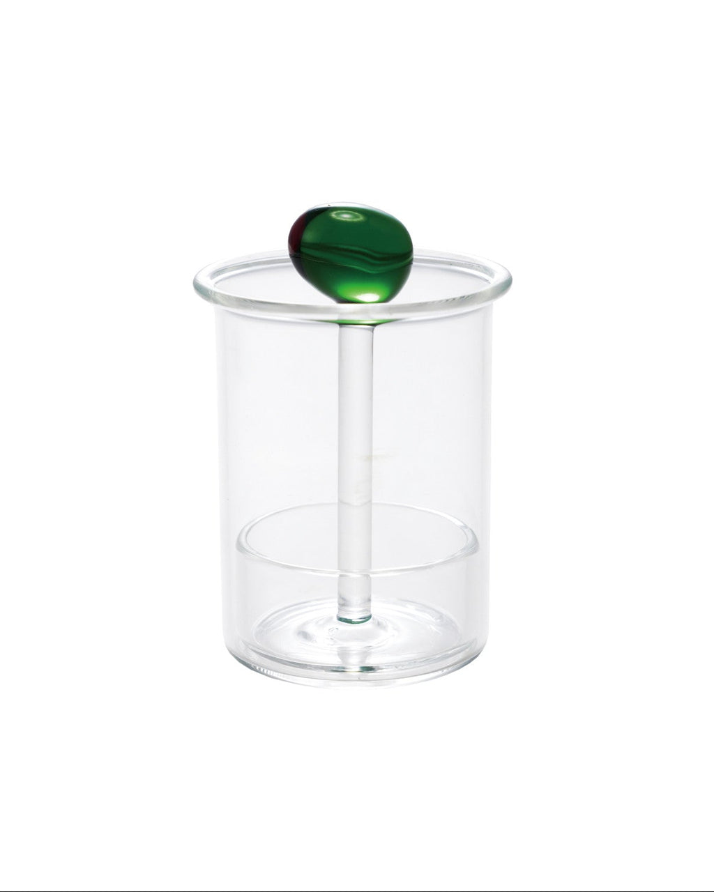 Glass Toothpick Holder with Hand-Blown Olive, Green & Red