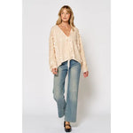 Shimmer Sequin Tie-Front Top | Cream