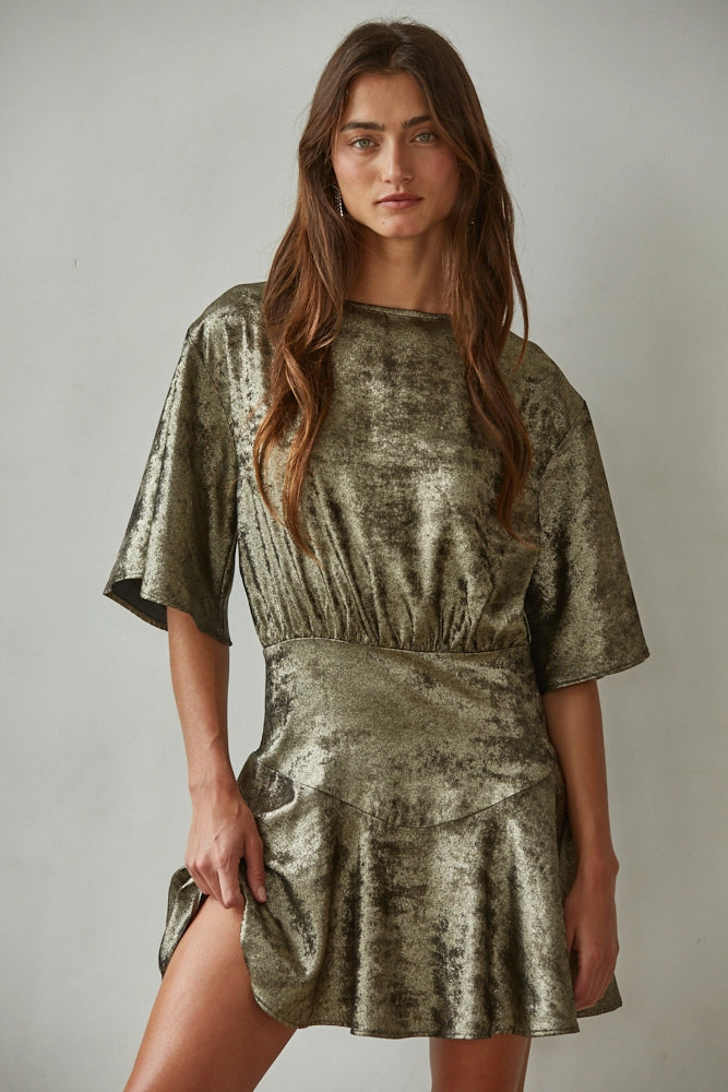 Golden Glow Mini Dress | Bronze