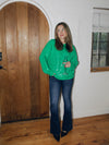 Sequin Knitted Crew Neck Pullover Sweater | Green