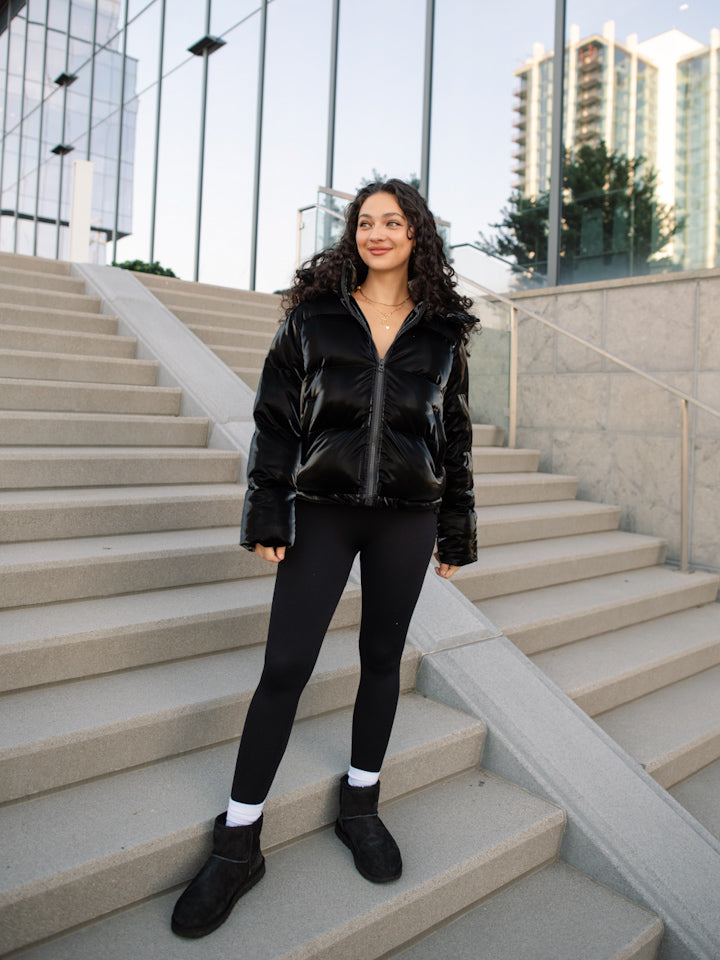 Catch My Drift Puffer Jacket - Black