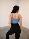 Get Moving - Square Neck Sleeveless Crop Top - Utility Blue