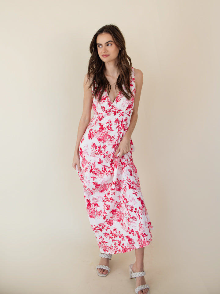 Can’t Hardly Wait Floral Dress - Cream & Red