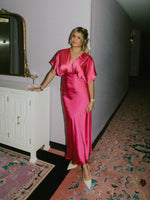 Moonlit Satin Maxi Dress | Hot Pink