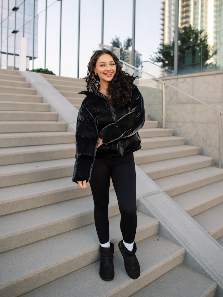 Catch My Drift Puffer Jacket - Black