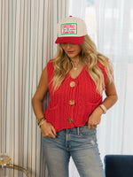 Knit Sweater Vest | Red