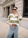 The Cadet Olive Stripped Cable Knit Sweater