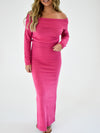 Soft Embrace Off-Shoulder Set | Hot Pink