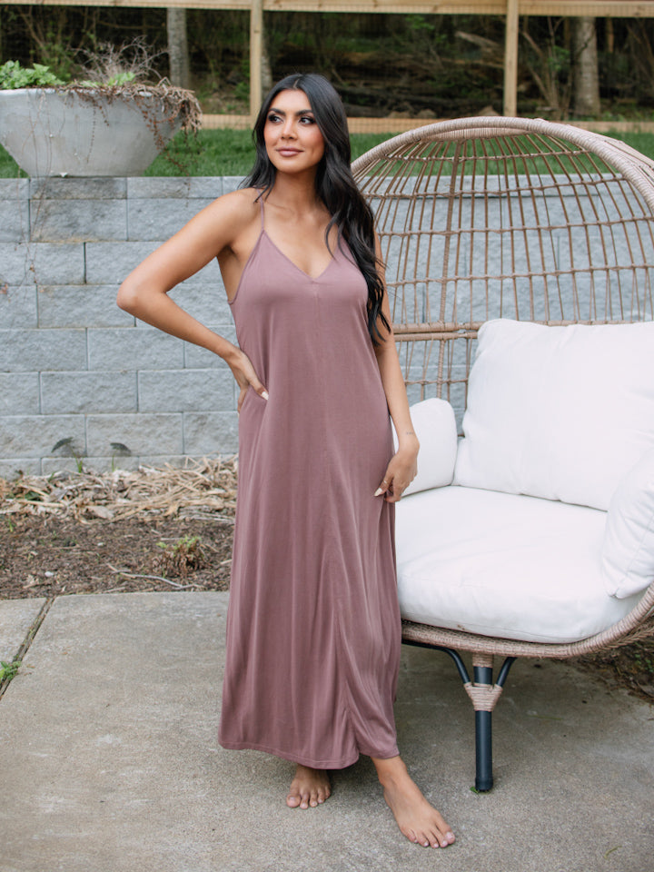 Butter Knit Maxi Dress - Marsala