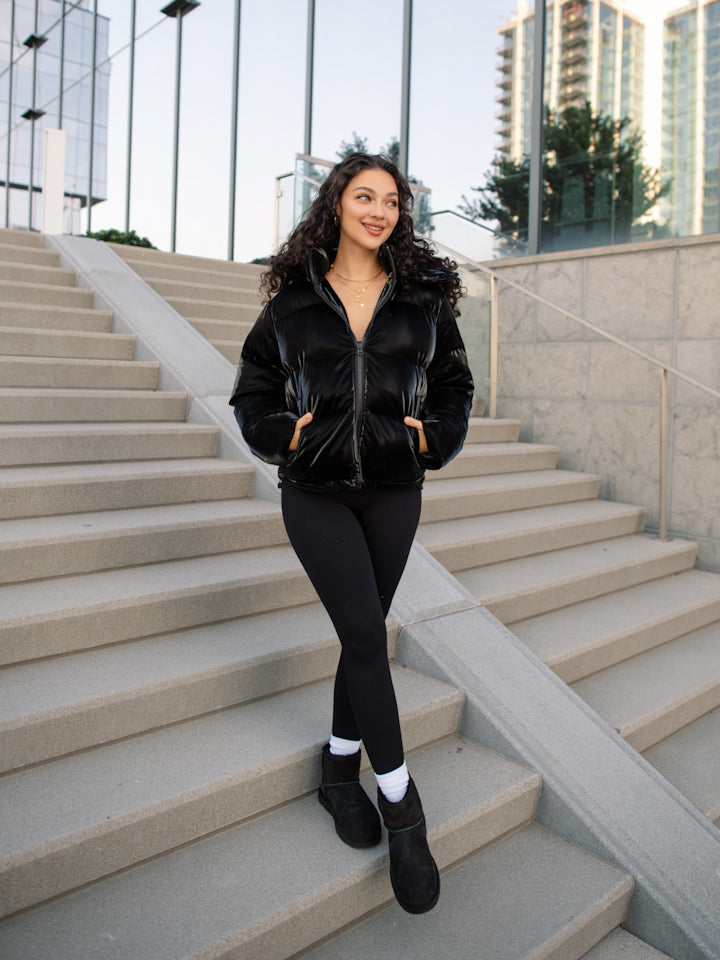 Catch My Drift Puffer Jacket - Black