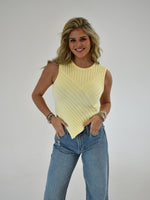 Seeing Sunshine Sleeveless Scarf Hem Sweater | Yellow