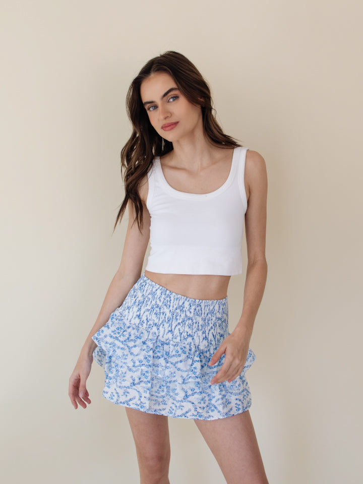 As You Wish Blue & White Short Skirt