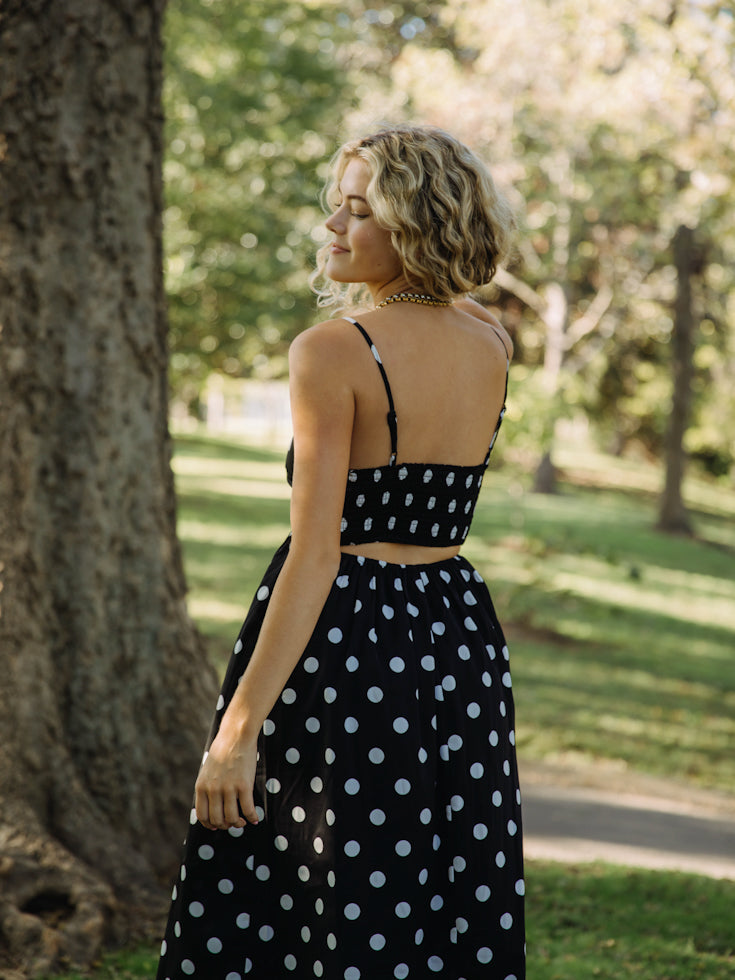 Polka Dot Maxi Dress | Black