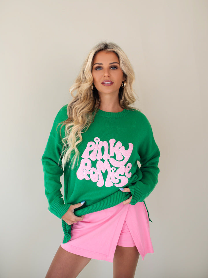 Pinky Promise Knitted Sweater - Green