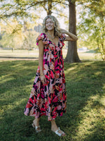 Autumn Sunset Floral Maxi Dress