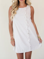 Charming Mini Dress with Scallop Detail - Light Taupe