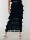 Dublin Dream Ruffle Knit Top & Skirt Set - Black