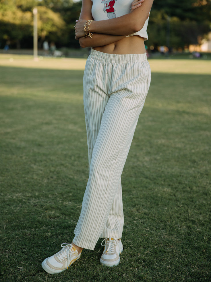 Classic Neutral Pinstripe Slacks | Cream